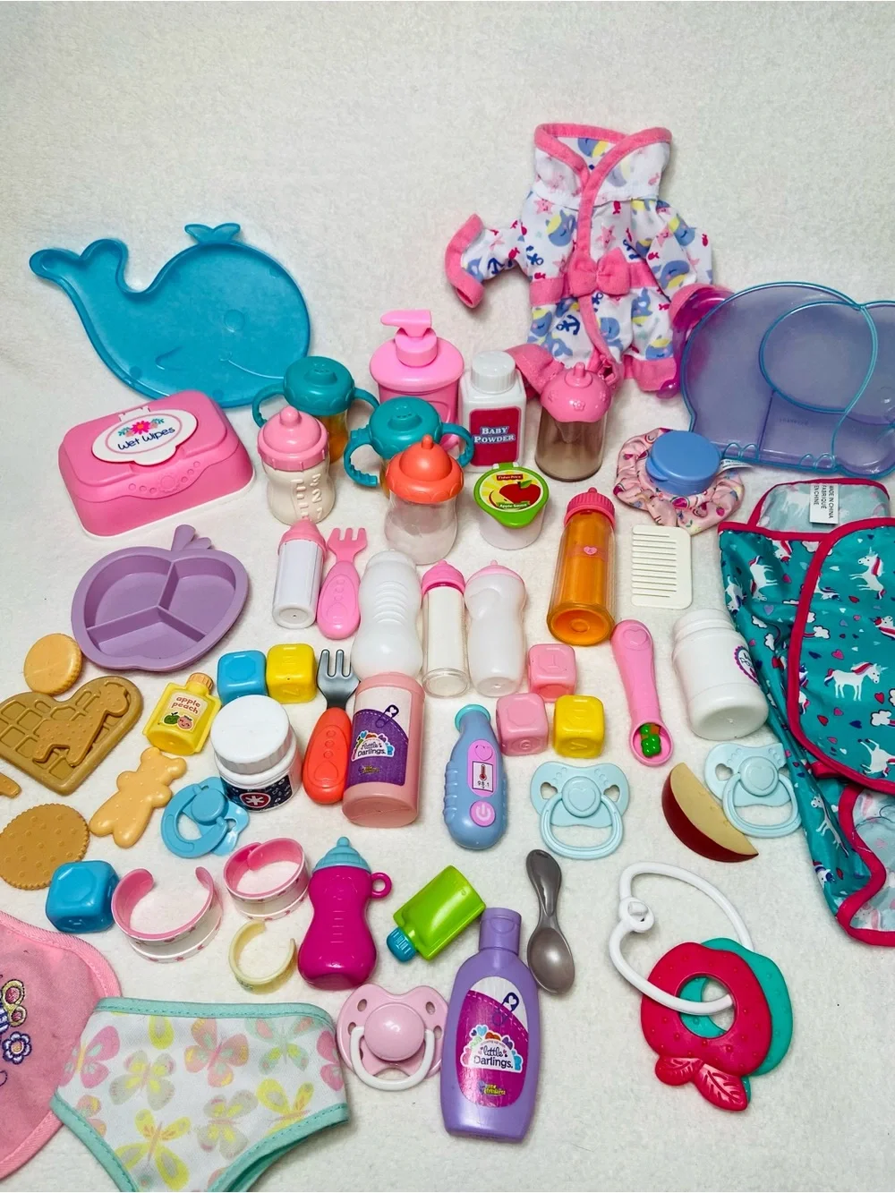 Huge Baby Doll Accessories Lot Nursery Toys Pretend Play Food Bottles Care Items